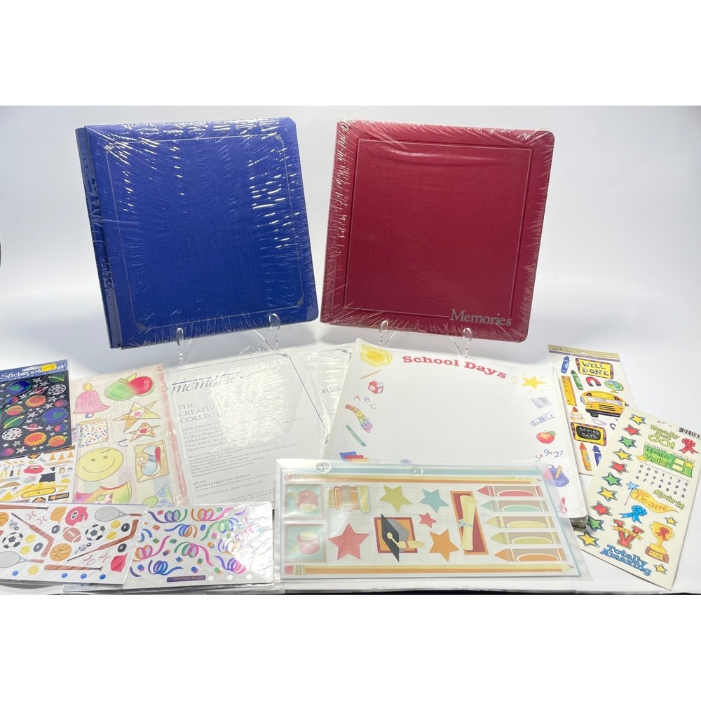 NEW Creative Memories 12 X 12 Scrapbook Album Red Blue Student Page Protectors